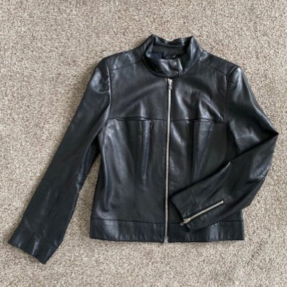 JOHN CARLISLE Black Leather Moto Jacket Coat Medium - Picture 7 of 14